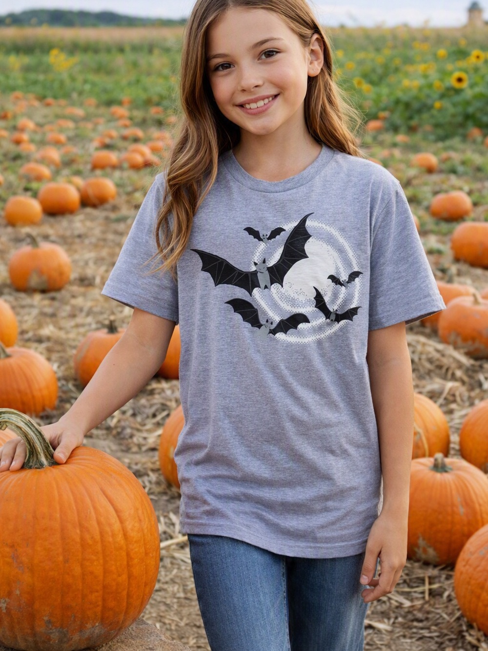 Pumpkin Brand Kids Graphic Halloween Bat Tee New Without Tags Size Large Boy